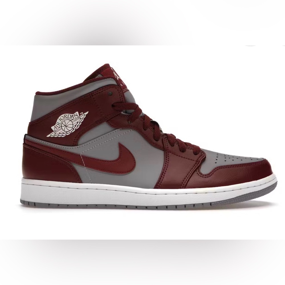 Nike Air Jordan Men's “Cherrywood Red” Burgundy and Gray Leather Sneakers